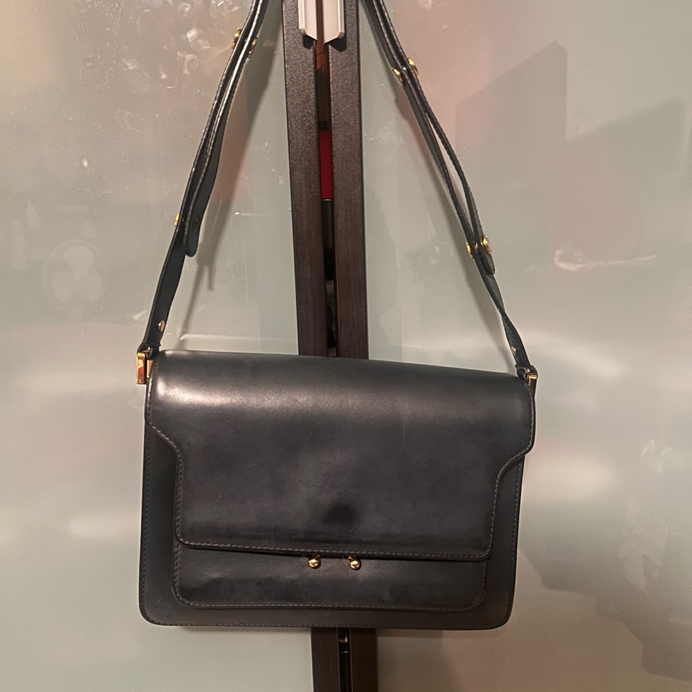 Marni Black Leather Bag with Gold Zipper